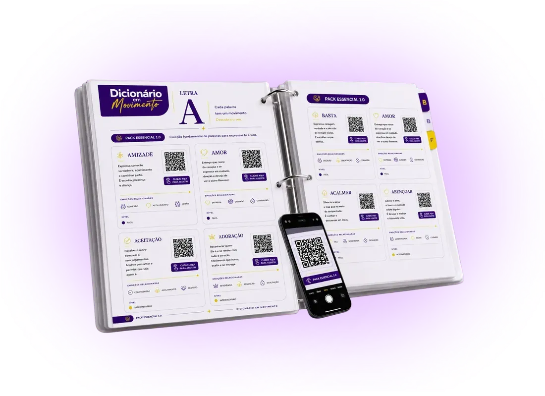 Dicionário em Movimento — fichário e QR Code